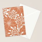 Floral Prints and Leaves, Line Art, Terracotta Stationery Card Gallery Image 2