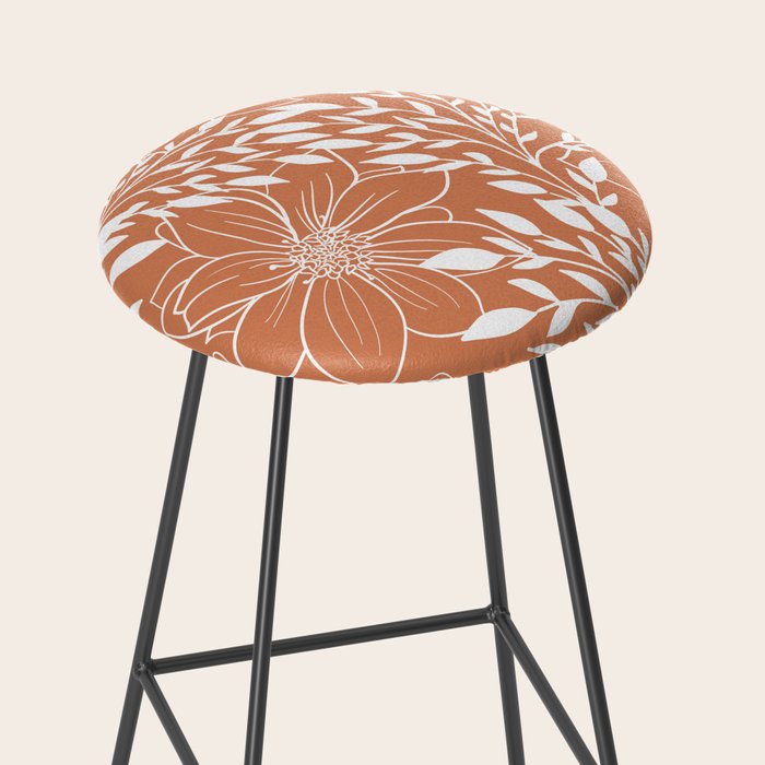 Floral Prints and Leaves, Line Art, Terracotta Stool Gallery Image 2