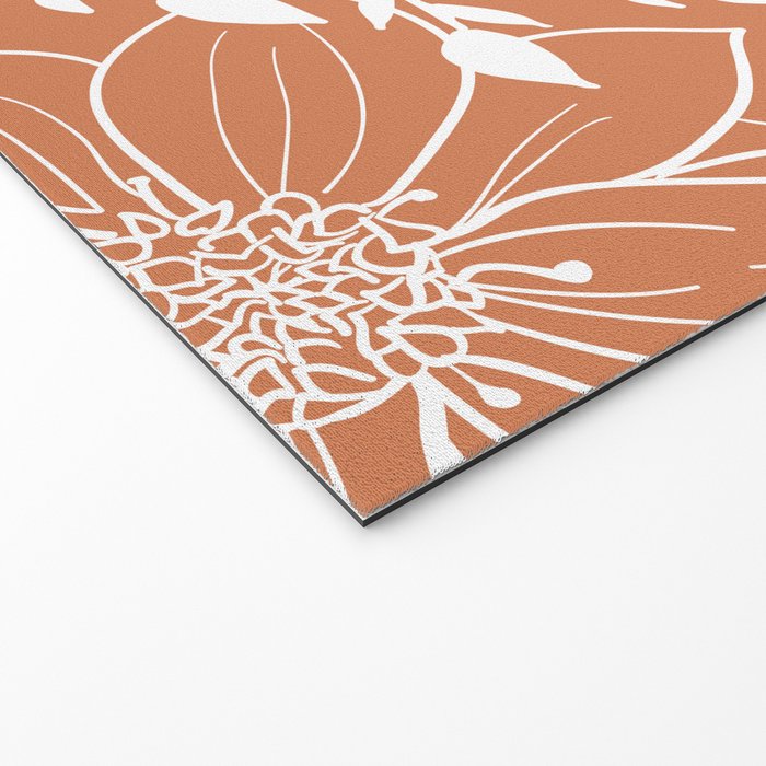 Floral Prints and Leaves, Line Art, Terracotta Welcome Mat Gallery Image 2