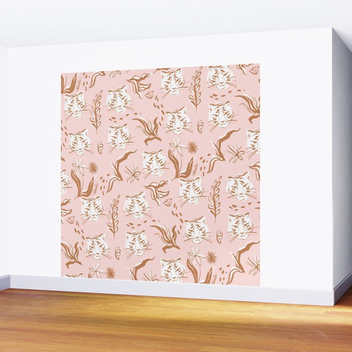 Pink Abstract Tiger Pattern Wall Mural Gallery Image 2