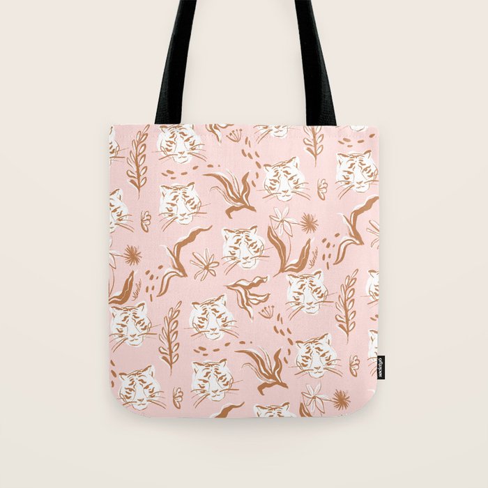 Pink Abstract Tiger Pattern Tote Bag Gallery Image 1