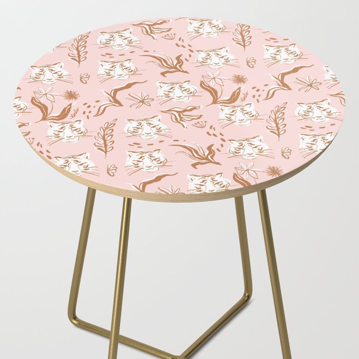 Pink Abstract Tiger Pattern Side Table Gallery Image 2
