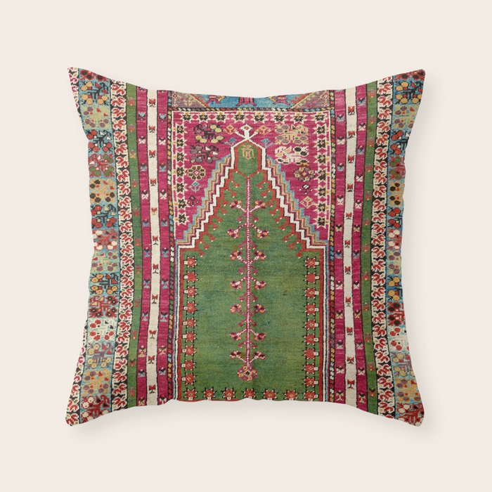 Kirsehir Central Anatolian Prayer Rug Print Throw Pillow Gallery Image 6