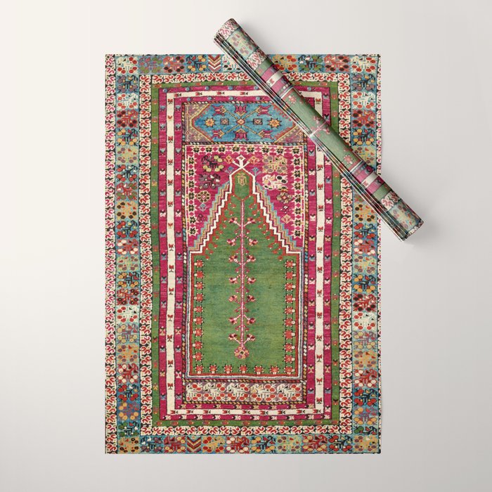 Kirsehir Central Anatolian Prayer Rug Print Wrapping Paper Gallery Image 1