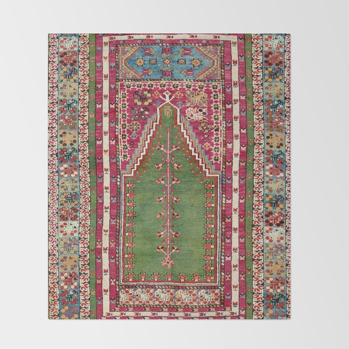 Kirsehir Central Anatolian Prayer Rug Print Throw Blanket Gallery Image 2