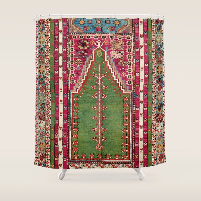 Kirsehir Central Anatolian Prayer Rug Print Shower Curtain Gallery Image 1