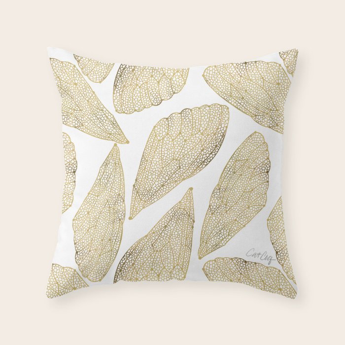 Cicada Wings - Gold Throw Pillow Gallery Image 1