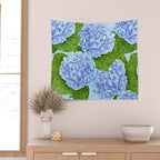 Blue hydrangea watercolor  Wall Tapestry Gallery Image 2