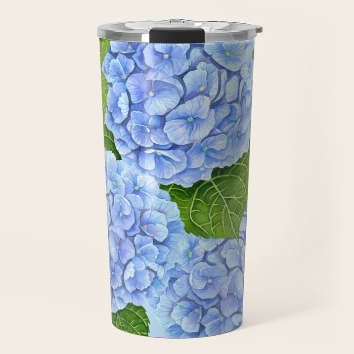 Blue hydrangea watercolor  Travel Mug Gallery Image 1