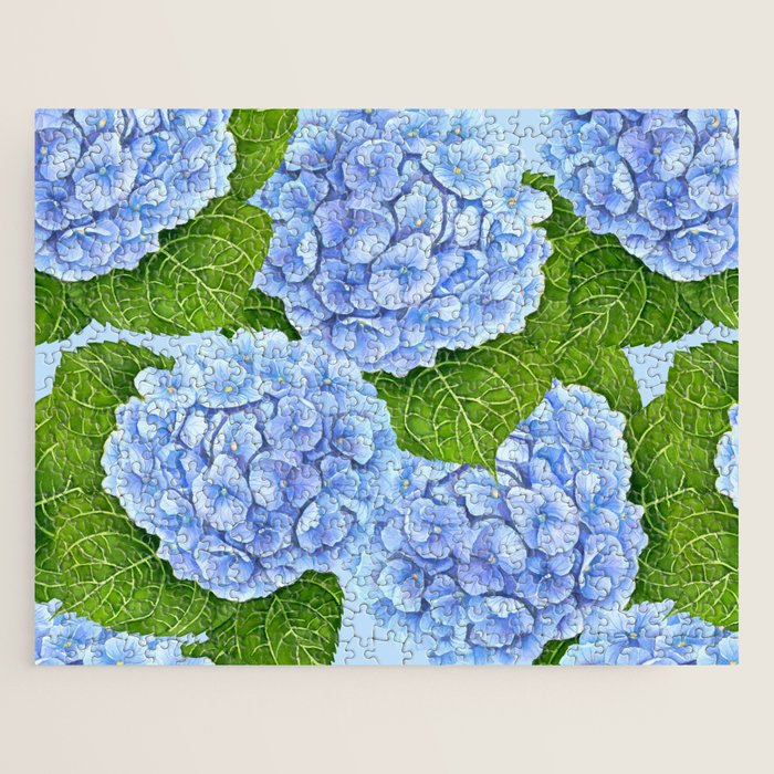 Blue hydrangea watercolor  Jigsaw Puzzle Gallery Image 1