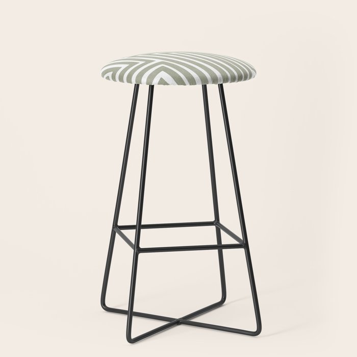 Light Green Bold Lines Neutral Artwork Stool Gallery Image 1