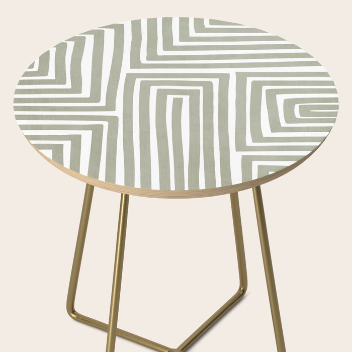 Light Green Bold Lines Neutral Artwork Side Table Gallery Image 2