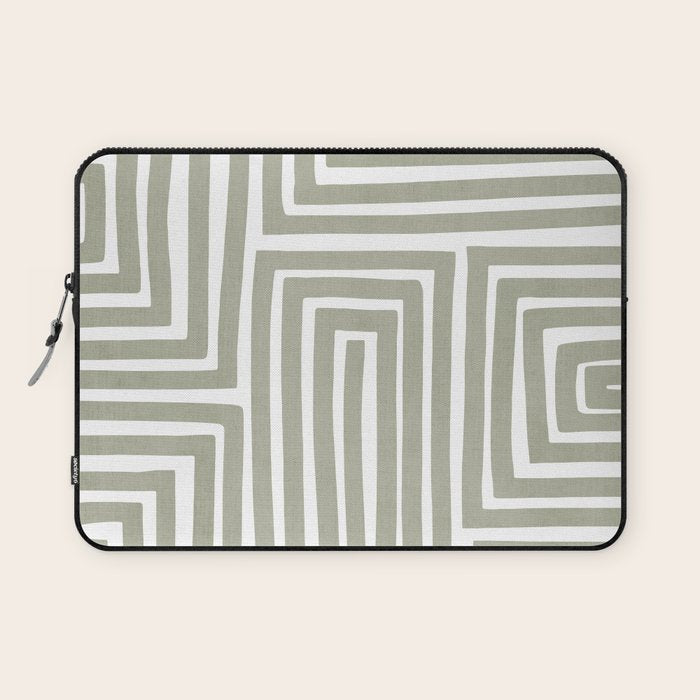 Light Green Bold Lines Neutral Artwork Laptop Sleeve Gallery Image 1