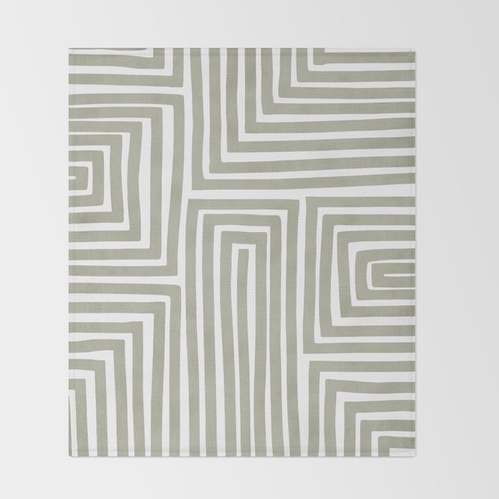 Light Green Bold Lines Neutral Artwork Throw Blanket Gallery Image 2