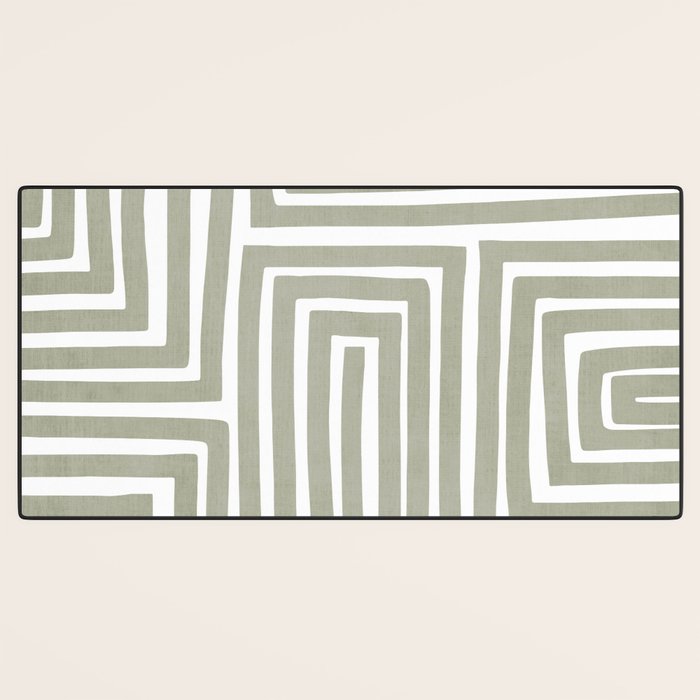 Light Green Bold Lines Neutral Artwork Desk Mat Gallery Image 3