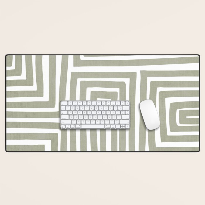 Light Green Bold Lines Neutral Artwork Desk Mat Gallery Image 1