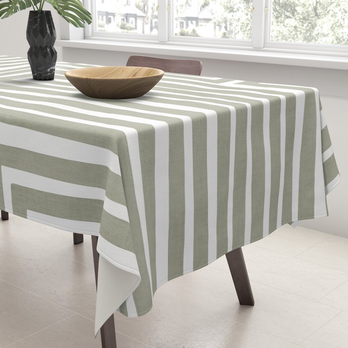 Light Green Bold Lines Neutral Artwork Tablecloth Gallery Image 3