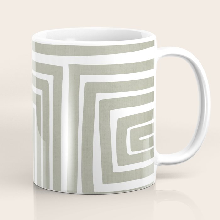 Light Green Bold Lines Neutral Artwork Coffee Mug Gallery Image 1