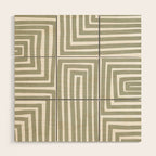 Light Green Bold Lines Neutral Artwork Wood Wall Art Gallery Image 1