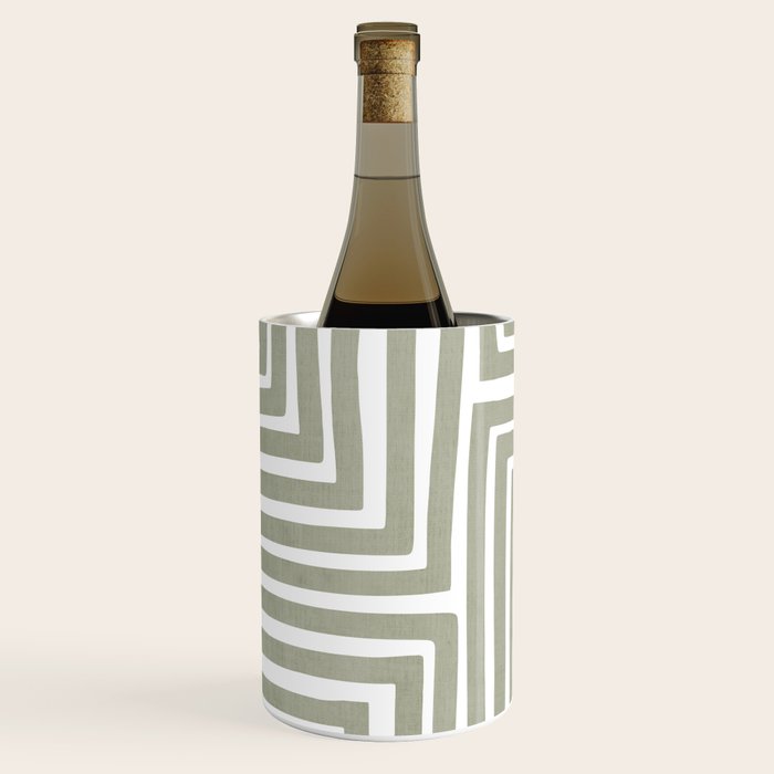 Light Green Bold Lines Neutral Artwork Wine Chiller Gallery Image 2