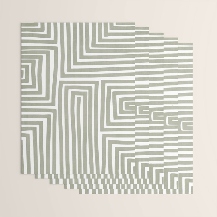 Light Green Bold Lines Neutral Artwork Wrapping Paper Gallery Image 3