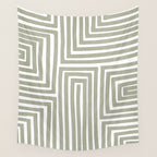 Light Green Bold Lines Neutral Artwork Wall Tapestry Gallery Image 4