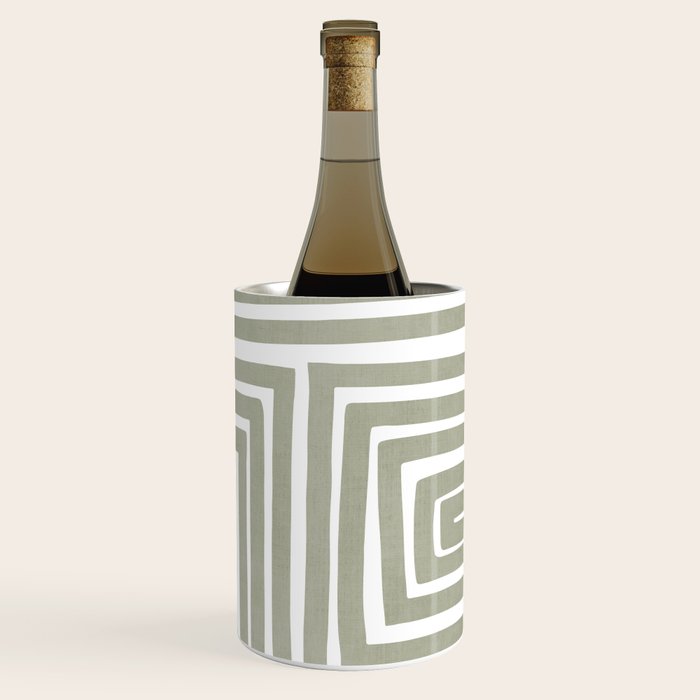 Light Green Bold Lines Neutral Artwork Wine Chiller Gallery Image 3