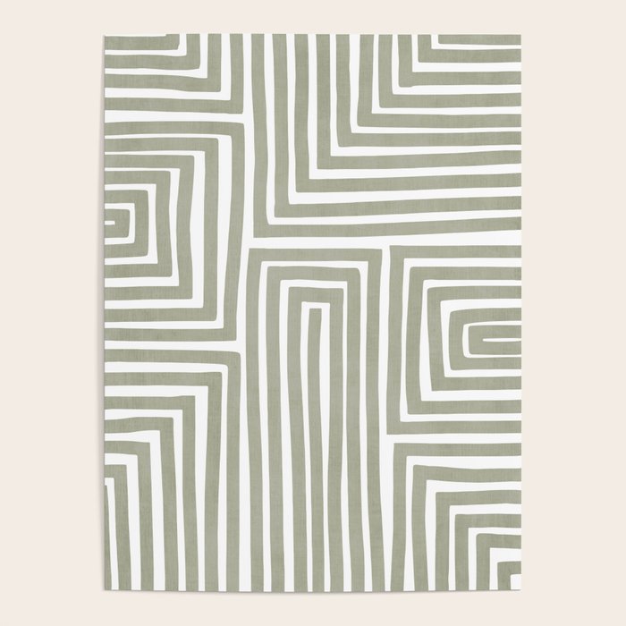 Light Green Bold Lines Neutral Artwork Poster Gallery Image 4