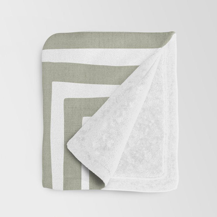 Light Green Bold Lines Neutral Artwork Throw Blanket Gallery Image 3