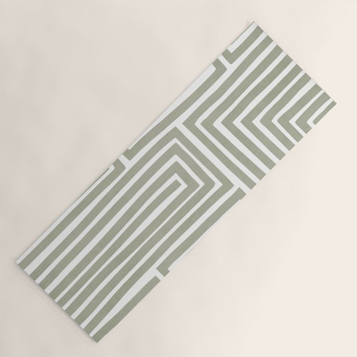 Light Green Bold Lines Neutral Artwork Yoga Mat Gallery Image 1