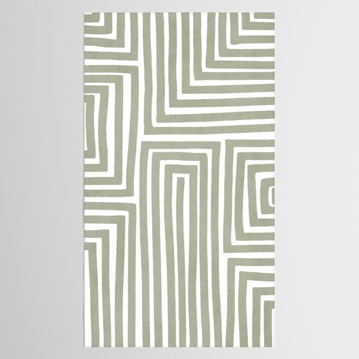 Light Green Bold Lines Neutral Artwork Tablecloth Gallery Image 2