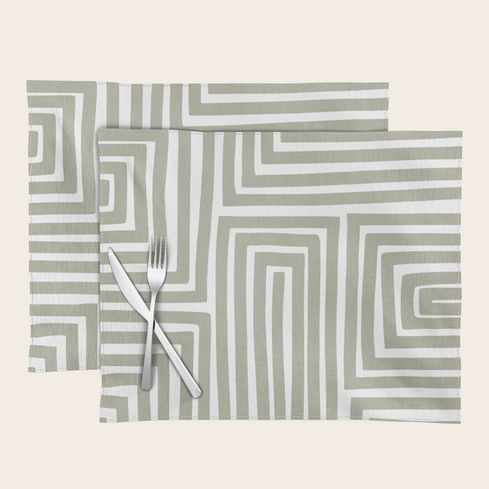 Light Green Bold Lines Neutral Artwork Placemat Gallery Image 1
