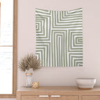 Light Green Bold Lines Neutral Artwork Wall Tapestry Gallery Image 2