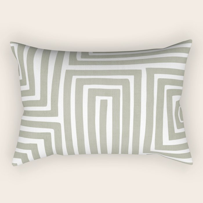 Light Green Bold Lines Neutral Artwork Rectangular Pillow Gallery Image 1