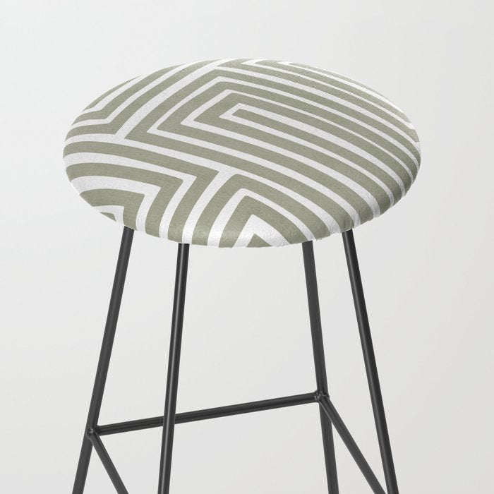 Light Green Bold Lines Neutral Artwork Stool Gallery Image 2