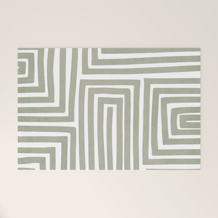 Light Green Bold Lines Neutral Artwork Welcome Mat Gallery Image 1