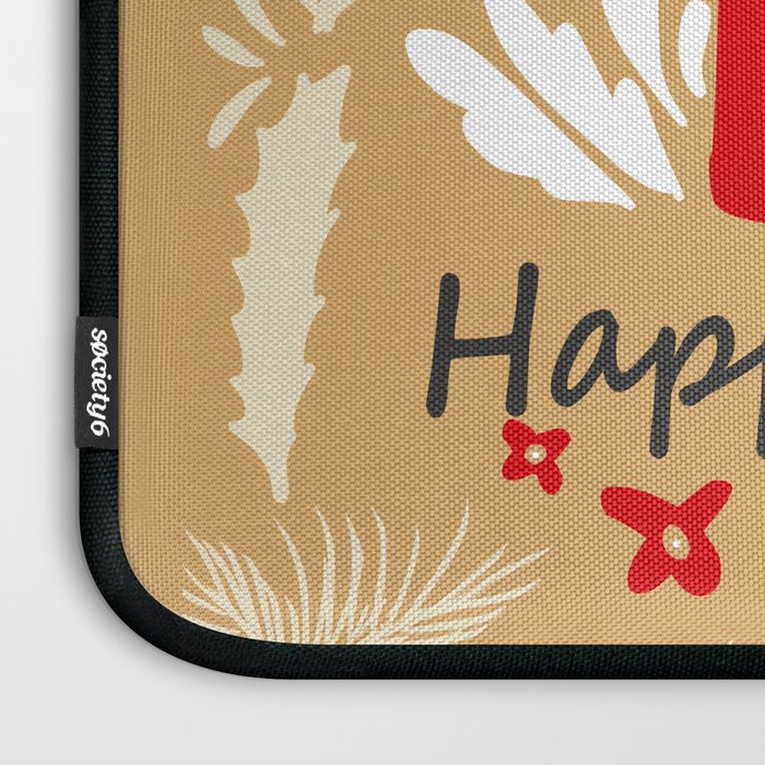 happy holidays christmas greetings - folk art illustration Laptop Sleeve Gallery Image 3