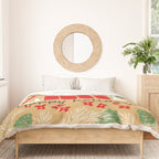happy holidays christmas greetings - folk art illustration Duvet Cover Gallery Image 3