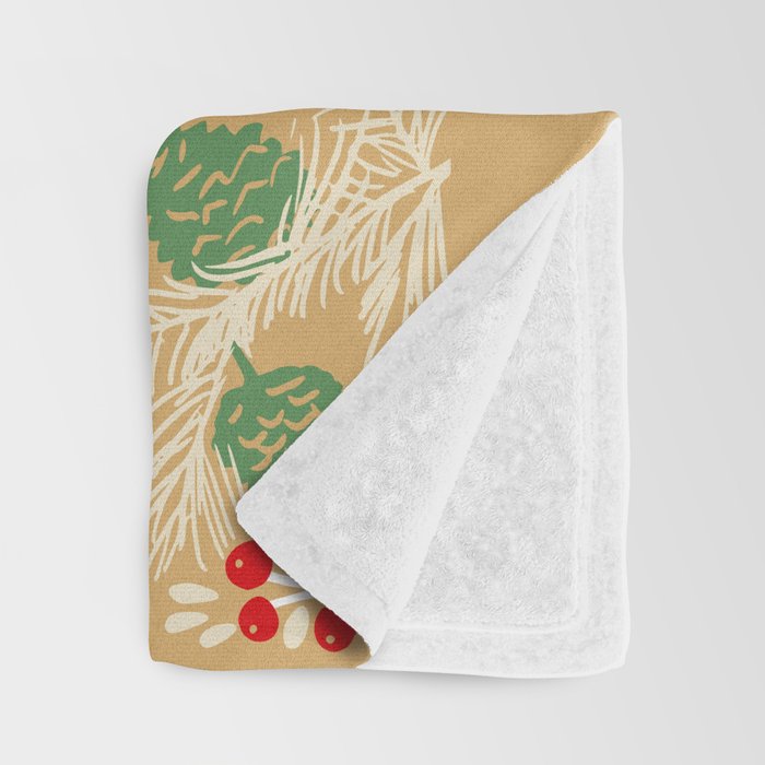 happy holidays christmas greetings - folk art illustration Throw Blanket Gallery Image 3