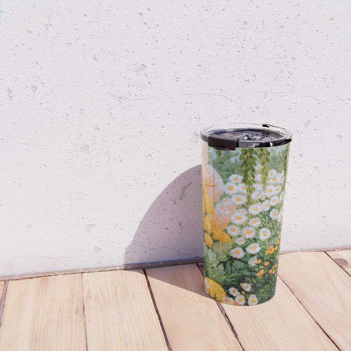 Floral Painting Maximalist Dopamine Decor Flower Print Polkadot Art Japanese Wall Art Sage Green Art Travel Mug Gallery Image 4