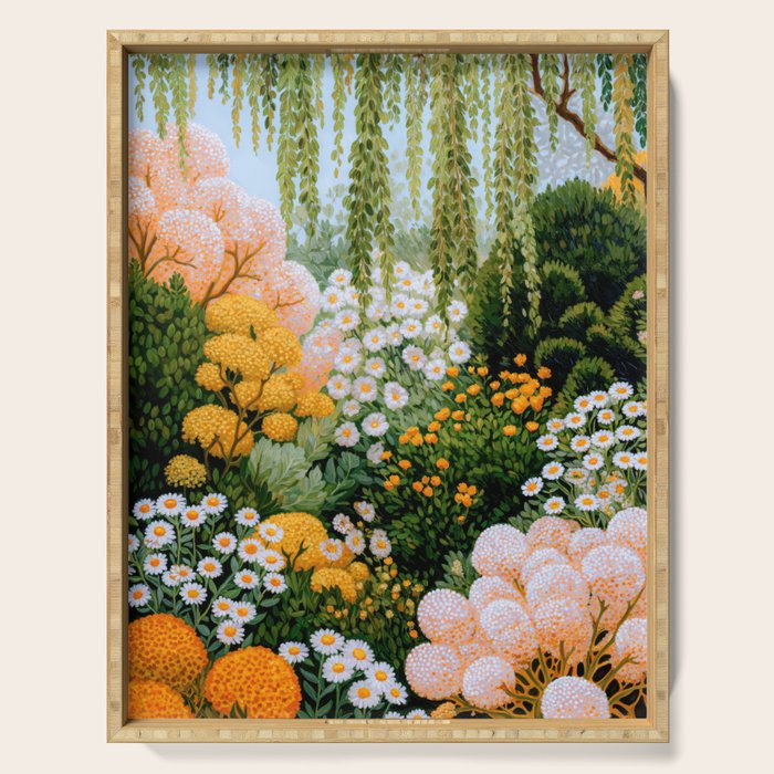 Floral Painting Maximalist Dopamine Decor Flower Print Polkadot Art Japanese Wall Art Sage Green Art Serving Tray Gallery Image 1