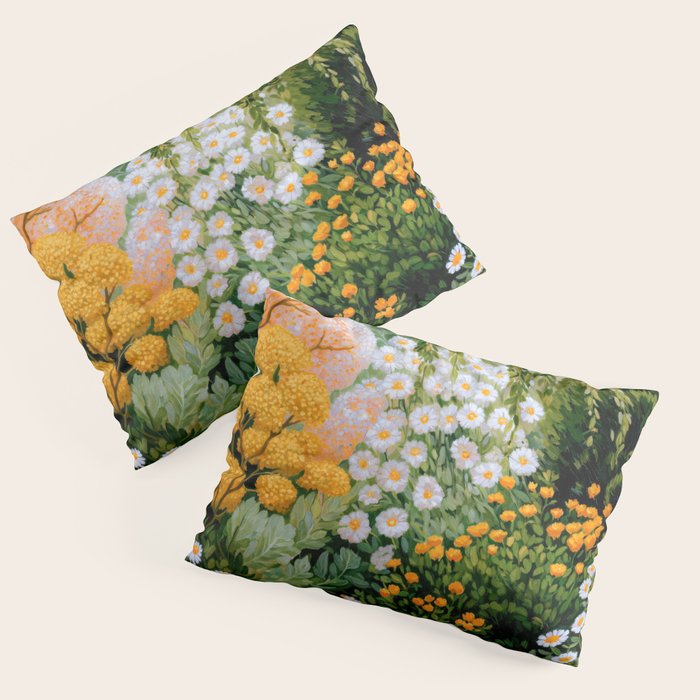 Floral Painting Maximalist Dopamine Decor Flower Print Polkadot Art Japanese Wall Art Sage Green Art Pillow Sham Gallery Image 3