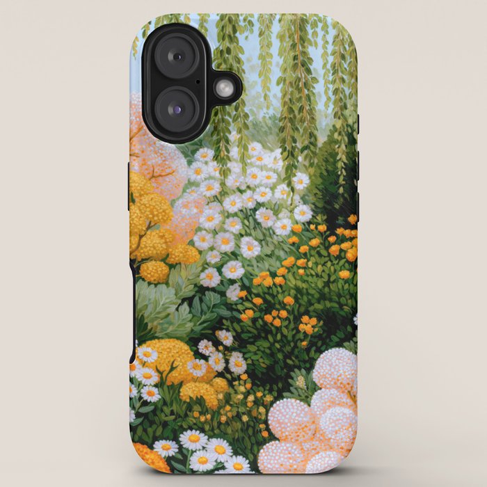 Floral Painting Maximalist Dopamine Decor Flower Print Polkadot Art Japanese Wall Art Sage Green Art iPhone Case Gallery Image 5