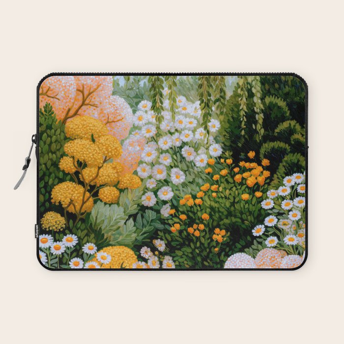 Floral Painting Maximalist Dopamine Decor Flower Print Polkadot Art Japanese Wall Art Sage Green Art Laptop Sleeve Gallery Image 1