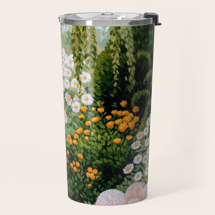 Floral Painting Maximalist Dopamine Decor Flower Print Polkadot Art Japanese Wall Art Sage Green Art Travel Mug Gallery Image 2