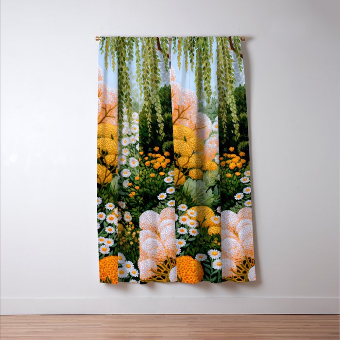 Floral Painting Maximalist Dopamine Decor Flower Print Polkadot Art Japanese Wall Art Sage Green Art Window Curtain Gallery Image 3