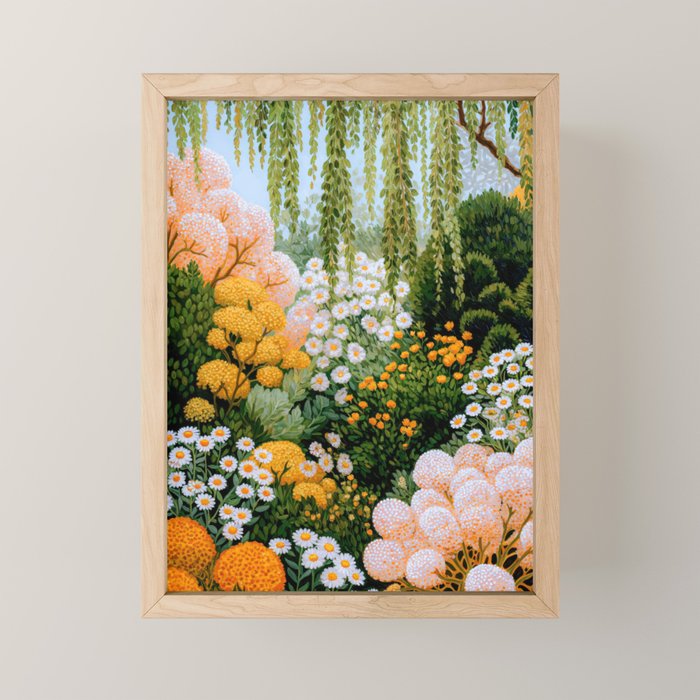 Floral Painting Maximalist Dopamine Decor Flower Print Polkadot Art Japanese Wall Art Sage Green Art Mini Art Print Gallery Image 1