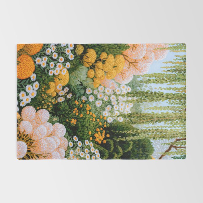 Floral Painting Maximalist Dopamine Decor Flower Print Polkadot Art Japanese Wall Art Sage Green Art Rug Gallery Image 2