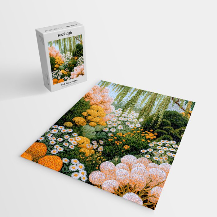 Floral Painting Maximalist Dopamine Decor Flower Print Polkadot Art Japanese Wall Art Sage Green Art Jigsaw Puzzle Gallery Image 2
