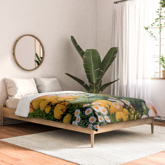 Floral Painting Maximalist Dopamine Decor Flower Print Polkadot Art Japanese Wall Art Sage Green Art Comforter Gallery Image 2